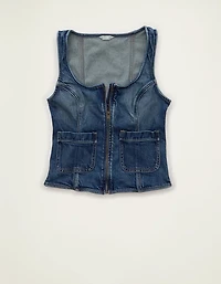 Veste sans manches en denim à fermeture glissière AE
