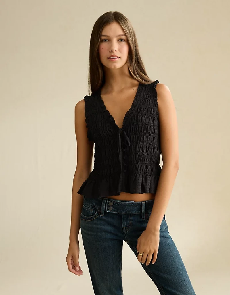 AE Ruched V-Neck Top