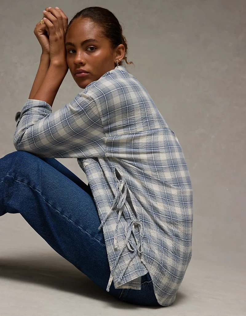 AE Side-Tie Button-Up Shirt