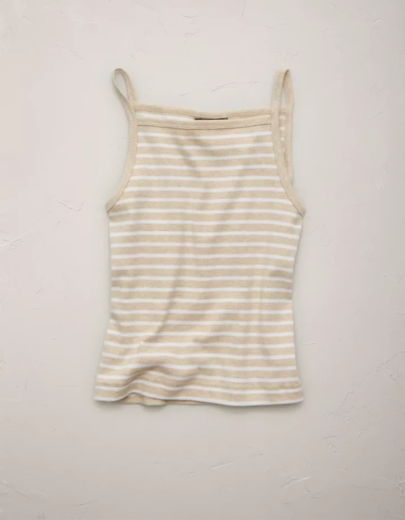 AE77 Striped Square Neck Tank Top