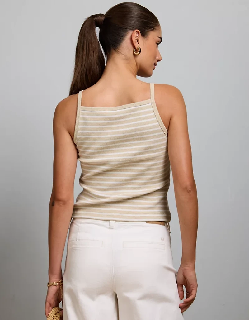 AE77 Striped Square Neck Tank Top