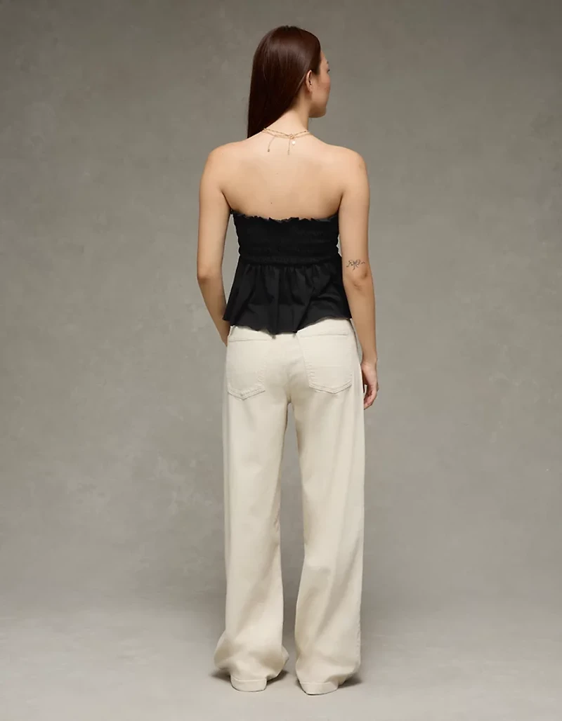 AE Sunchaser Knit Ruffle Smocked Tube Top