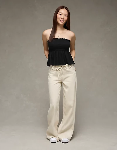 AE Sunchaser Knit Ruffle Smocked Tube Top