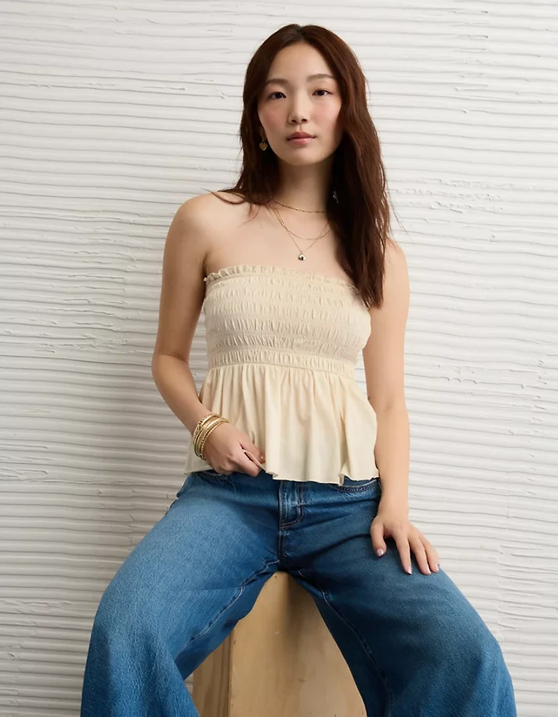 Bustier tubulaire en tricot à volants et smocks Vive le soleil AE