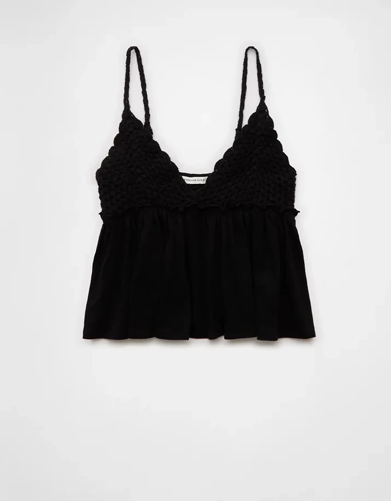 AE Sunchaser Knit Crochet Babydoll Cami