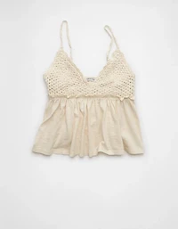 AE Sunchaser Knit Crochet Babydoll Cami