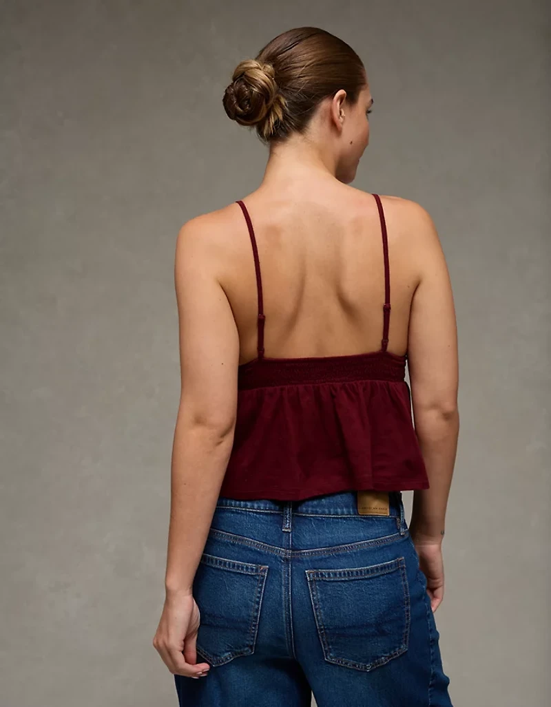 AE Sunchaser Smocked Babydoll Tank Top