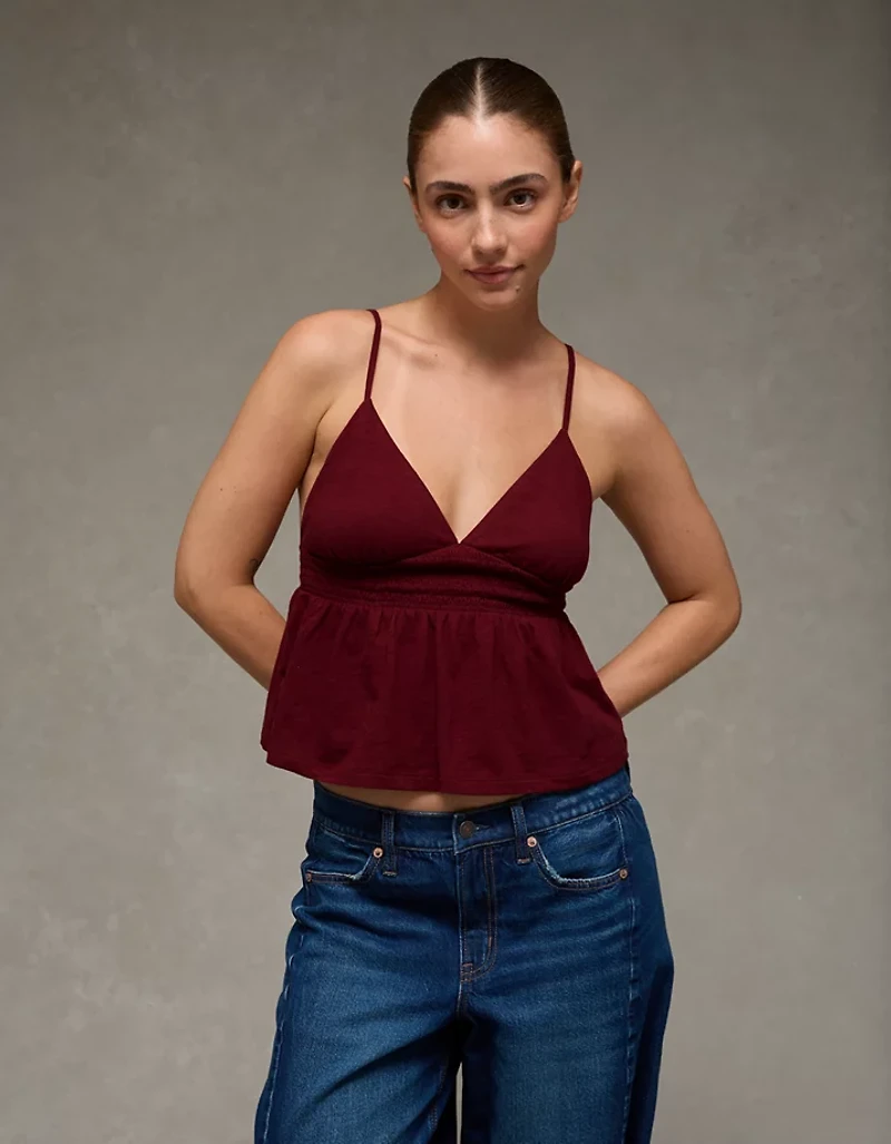 AE Sunchaser Smocked Babydoll Tank Top