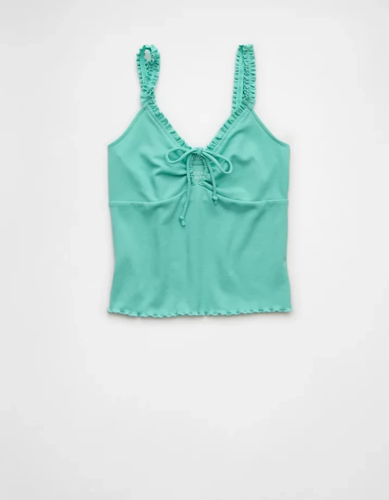AE Flutter Strap Tie-Front Tank Top