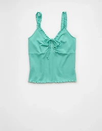 AE Flutter Strap Tie-Front Tank Top
