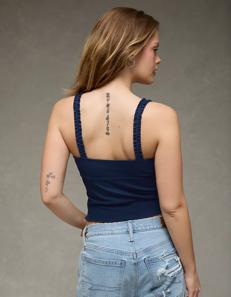 AE Flutter Strap Tie-Front Tank Top