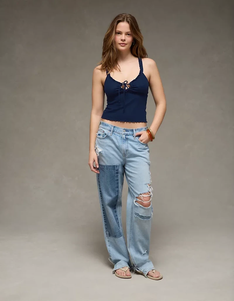 AE Flutter Strap Tie-Front Tank Top