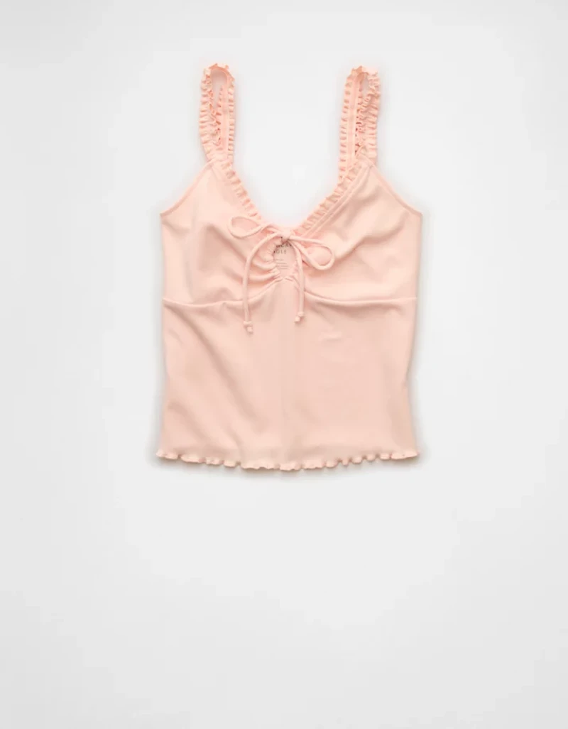 AE Flutter Strap Tie-Front Tank Top