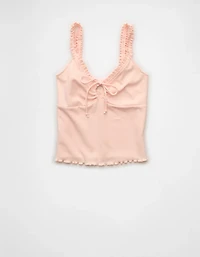 AE Flutter Strap Tie-Front Tank Top