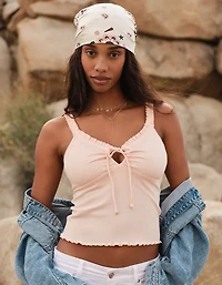 AE Flutter Strap Tie-Front Tank Top