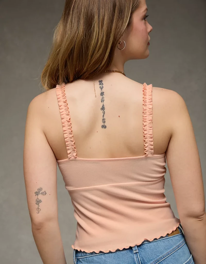 AE Flutter Strap Tie-Front Tank Top