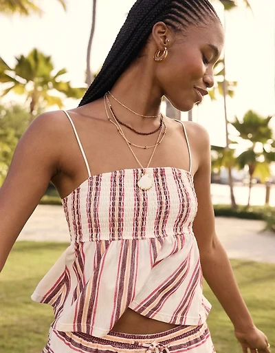 AE Sunchaser Babydoll Smocked Tank Top