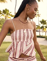 AE Sunchaser Babydoll Smocked Tank Top