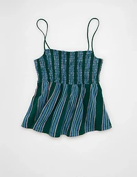 AE Sunchaser Babydoll Smocked Tank Top
