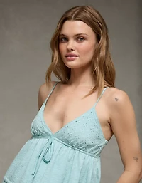 AE Sunchaser Eyelet Ruffle Babydoll Cami Top