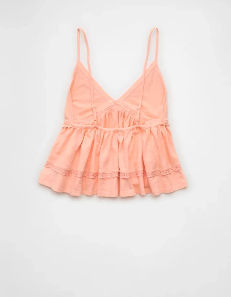 AE Sunchaser Lace Trim Babydoll Tank Top