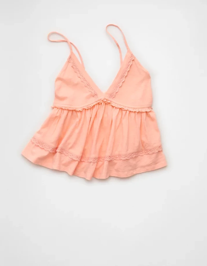 AE Sunchaser Lace Trim Babydoll Tank Top