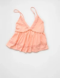 AE Sunchaser Lace Trim Babydoll Tank Top