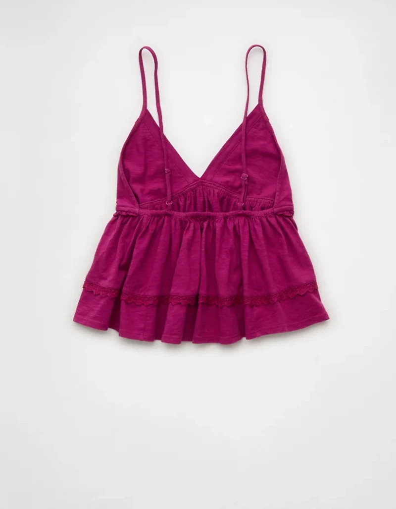 AE Sunchaser Lace Trim Babydoll Tank Top