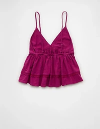 AE Sunchaser Lace Trim Babydoll Tank Top