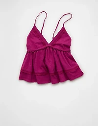 AE Sunchaser Lace Trim Babydoll Tank Top