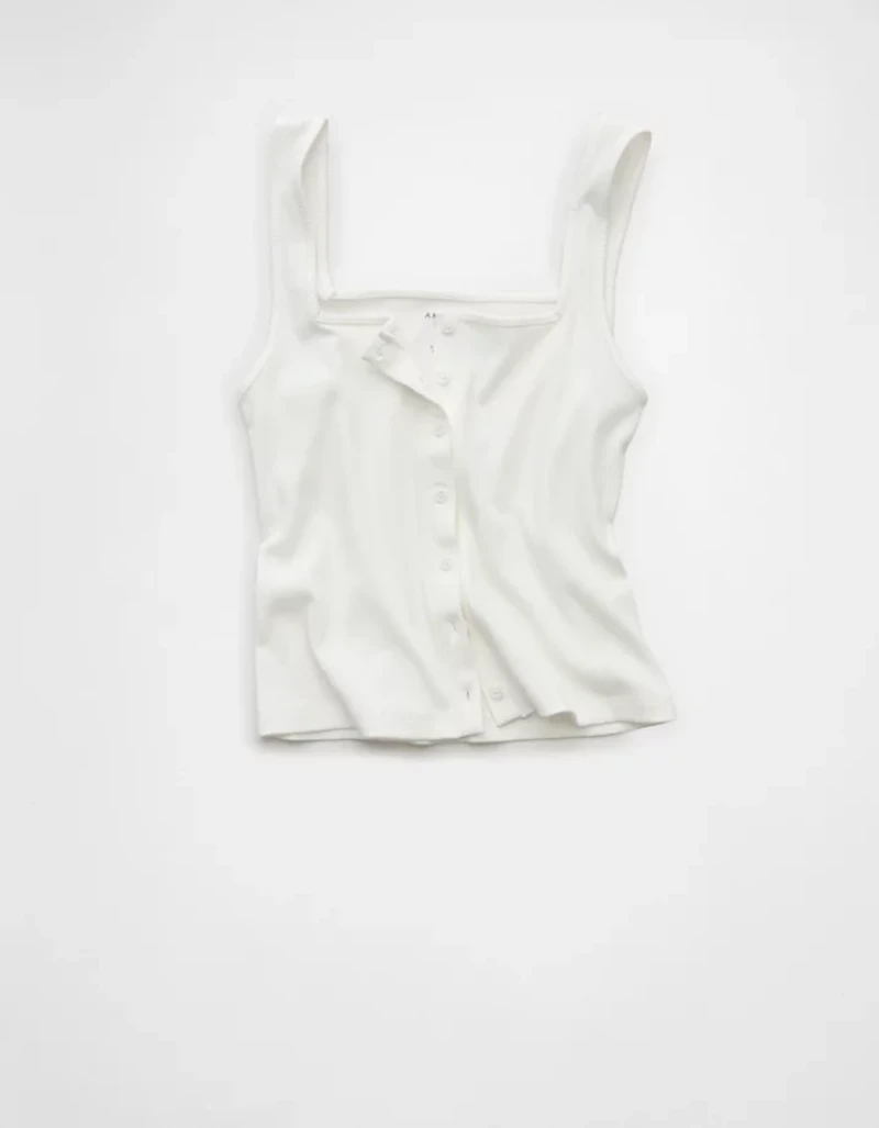 AE Square Neck Button-Up Tank Top