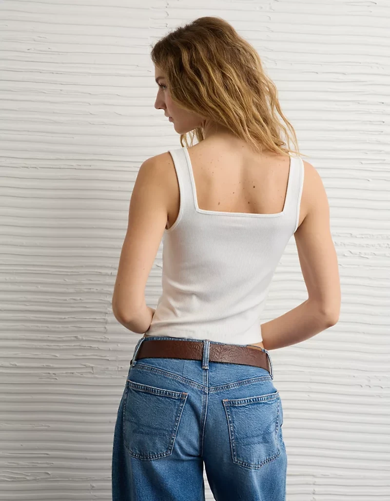 AE Square Neck Button-Up Tank Top