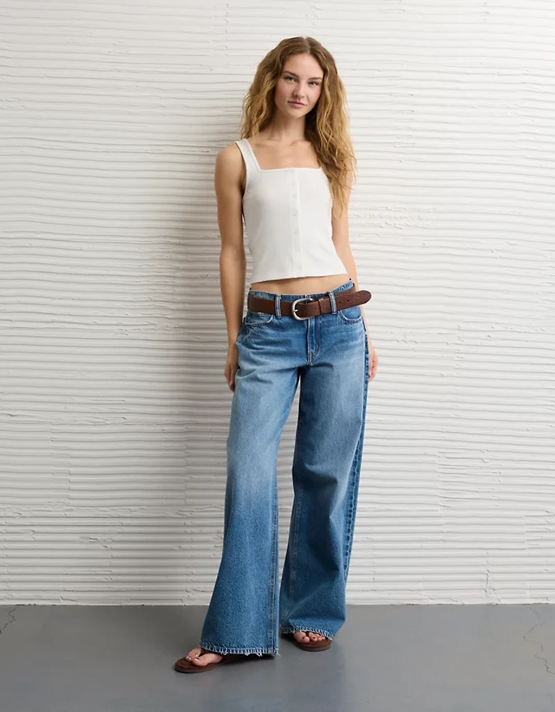 AE Square Neck Button-Up Tank Top