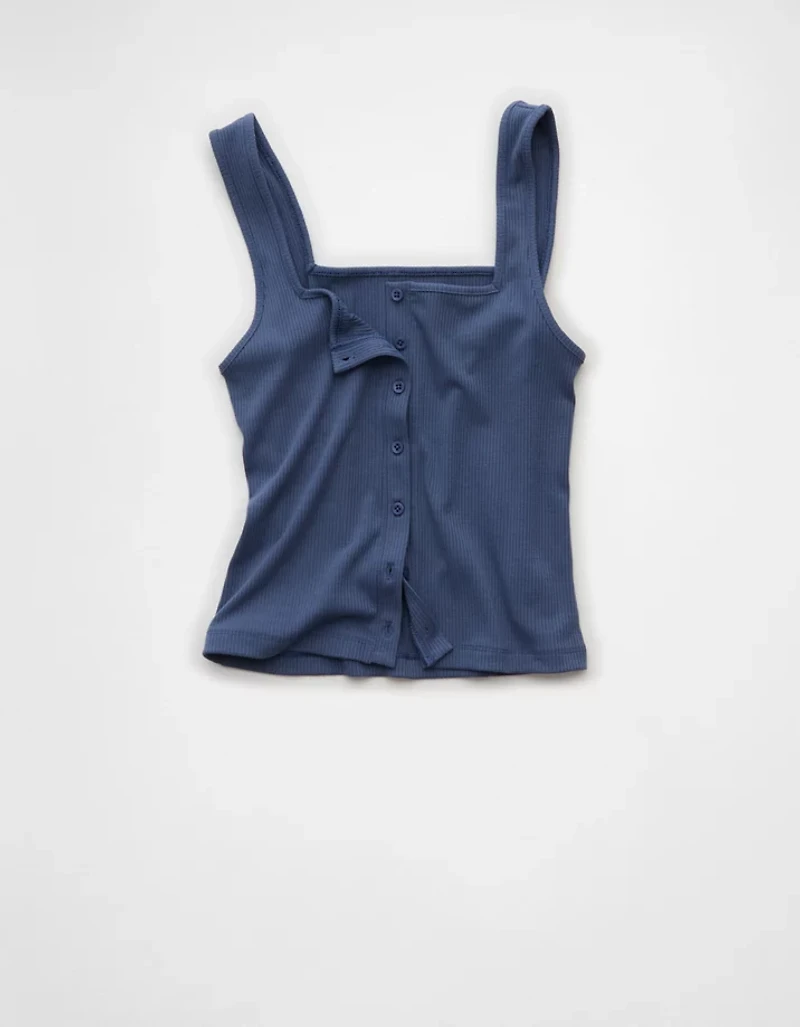 AE Square Neck Button-Up Tank Top