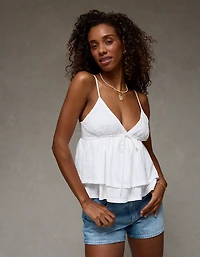 AE Sunchaser Eyelet Ruffle Babydoll Cami Top