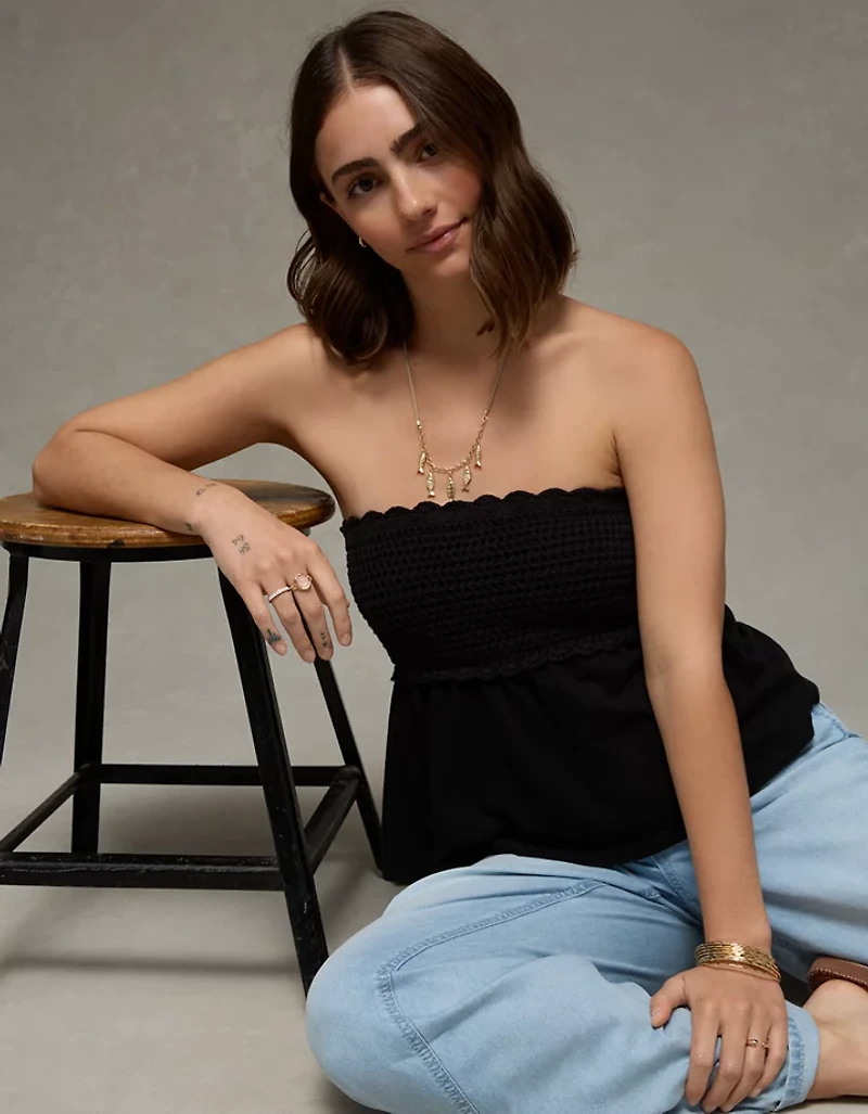 AE Sunchaser Crochet Babydoll Tube Top