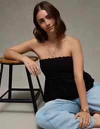 AE Sunchaser Crochet Babydoll Tube Top