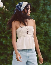 AE Sunchaser Crochet Babydoll Tube Top