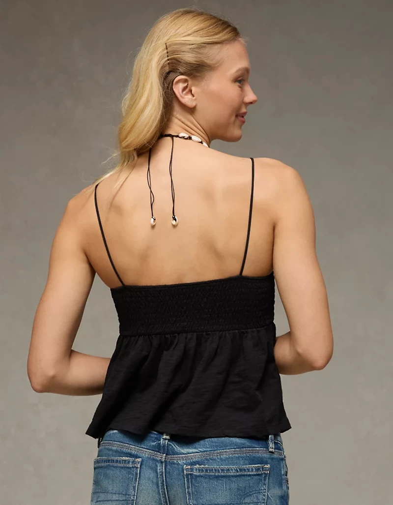 AE Sunchaser Babydoll Smocked Tank Top