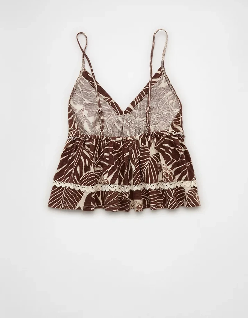AE Sunchaser Lace Trim Babydoll Tank Top