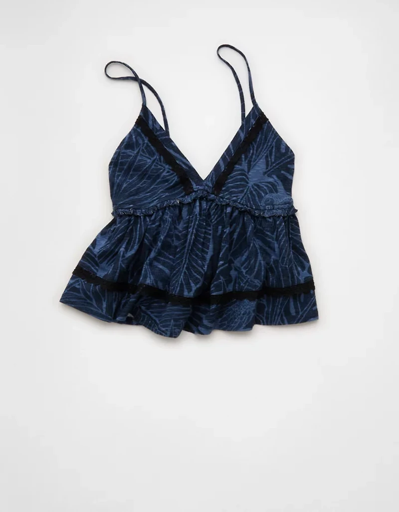 AE Sunchaser Lace Trim Babydoll Tank Top