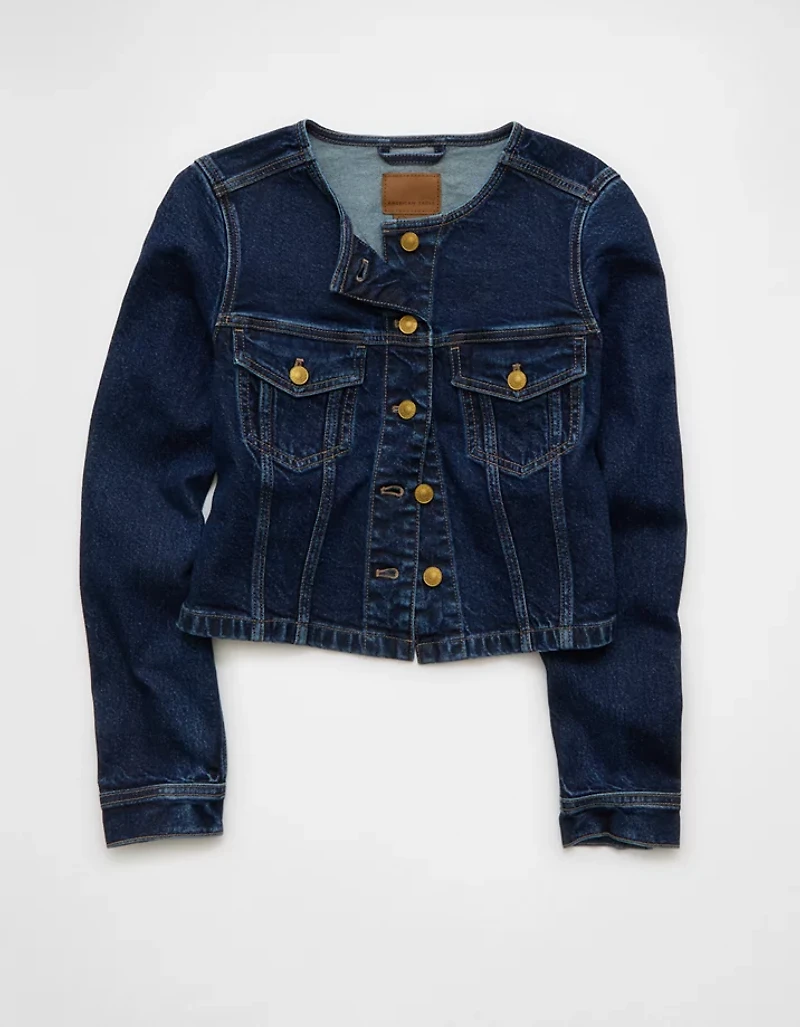 AE Collarless Denim Jacket