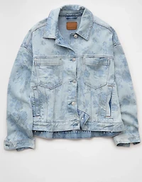Veste évasée en denim à imprimé floral AE