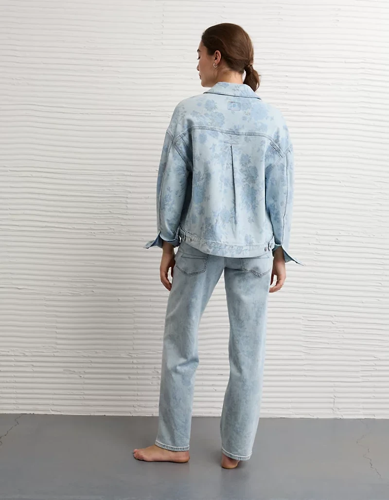 Veste évasée en denim à imprimé floral AE