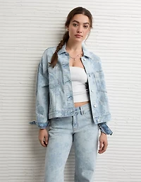 Veste évasée en denim à imprimé floral AE