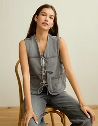 AE Tie-Front Denim Vest