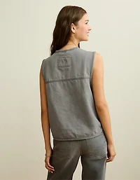 AE Tie-Front Denim Vest
