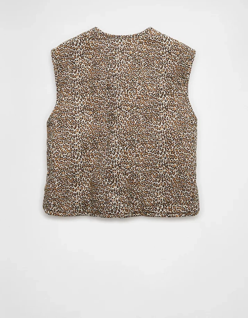 AE Reversible Leopard Tie Front Quilted Vest