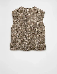 AE Reversible Leopard Tie Front Quilted Vest