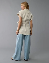 Gilet noué à la taille en mélange de lin AE